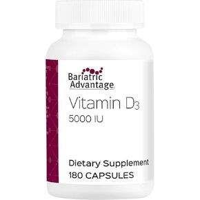 Bariatric Advantage Vitamin D3 5,000 IU - Bariatric Vitamin D - Water-Miscible - Bone Strength Support* - Vitamin D Capsule - Easy Swallow Capsule - for Bariatric Patients - 180 Count