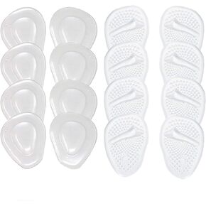8 Pairs Metatarsal Pads Ball of Foot Cushions Gel Ball Feet Pads Mortons Neuroma Callus Foot Pain Relief Bunion Forefoot Support for Women Men