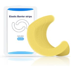 20 Pcs Elastic Ostomy Barrier Strips, Skin Adhesive Strips for Colostomy Bags, Hydrocolloid Waterproof Leak, 1.35" Width, Curved Barriers Ostomy Supplies, Ileostomy Tape for Stoma