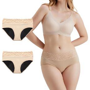 Battewa Leakproof Underwear for Women Briefs, Incontinence Underwear for Women with Lace for Overnight Leak Protection 100ML