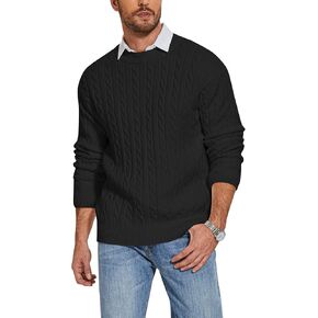 TARSE Oversized Sweater Cable Knit Unisex Old Money Clothes Vintage Crew Neck Pullover Tops Fall Winter