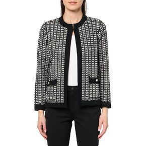 Anne Klein Women's Texture Kissing Front Cardigan with Pkts