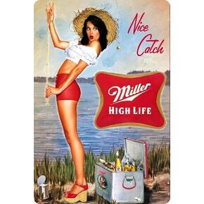 Nice Catch Fishing Girl Beer Sign - Bestylez Vintage Tin Signs Dad Gifts Man Cave Garage Decor 12" * 8" (039)