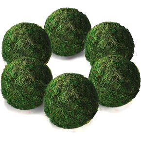 Qingbei Rina Moss Balls Decorative for Bowl, 4 Inch Large Green Moss Ball, Bowl Fillers for Centerpiece, Natural Moss Decorative Balls, Spring St Patrick's Day Home Party Wedding Decor (6 Pcs)