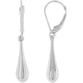 14k الذهب الأبيض عادي وبسيط تتدلى أقراط قطرة الدمعة، 5.5 ملم in Kuwait