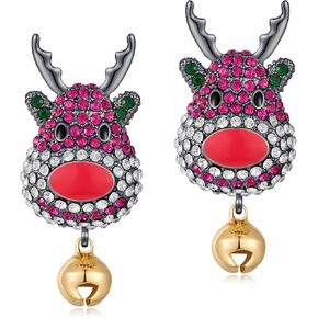 Christmas Earrings with Rhinestone for Women Sparkly Christmas Bow Earrings Christmas Tree Light Bulb Drop Earrings Jingle Bell Statement Party Costumes Jewelry