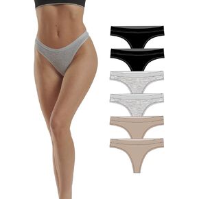 Women's Thong Underwear | 6-Pack Cotton Panties