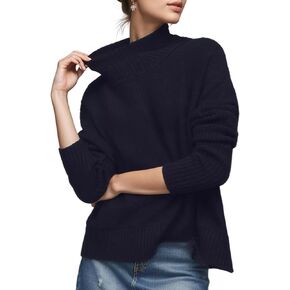 Women’s Turtleneck Sweater Ribbed Mock Neck Chunky Oversized Knit Pullover Loose Fit Long Sleeve Knitted Sweater Tops