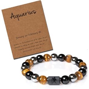 Zodiac Constellation Bracelets Black Onyx Lava Rock Bracelets Healing Crystal Beads Bracelet Tiger Eye Stone Black Obsidian Bracelets Hematite Bracelet Amulet Jewelry for Women Men
