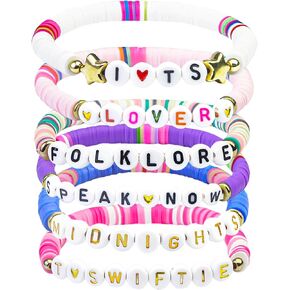 Clay Bead Friendship Bracelets for Women - Stack Stretch Elastic Beaded Friendship Bracelet Bulk Set