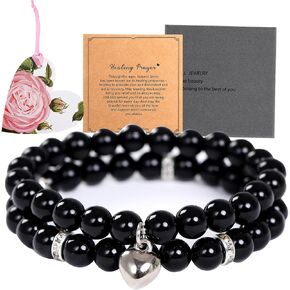 Healing Bracelets for Women Men Teens,8mm Natural Stone Healing Yoga Bracelet Stress Anxiety Relief Get Well Soon Gifts