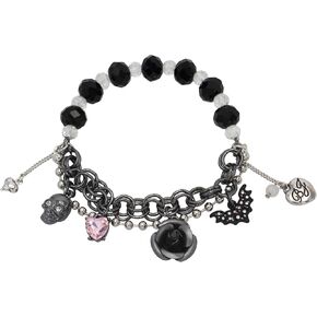 Betsey Johnson Womens Skull Charm Stretch Bracelet