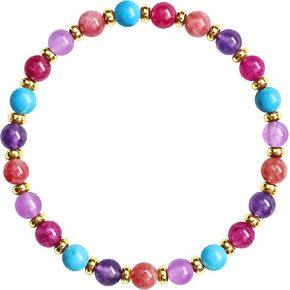 Healing Crystal Bracelets for Women,6mm Natural Stone Beaded Bracelet,Semi-Precious Gemstone Bead Bracelet,Womens Round Beaded Stretch Bracelet Jewelry Gifts