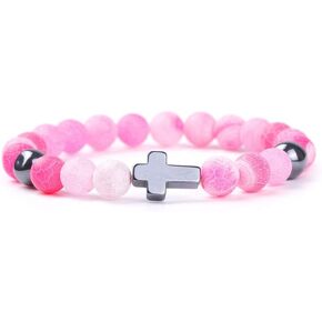 Fashion Cross Beads Bracelet Natural Stone Stretch Elastic Bracelet
