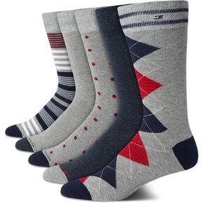 Tommy Hilfiger Men's Dress Socks - 5 Pairs Lightweight Comfort Fabric Reinforced Heel Crew Socks - Dress Socks for Men (7-12)