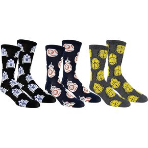 STAR WARS Casual Crew Socks 3 Pair Pack Size 6-12 (Droids)