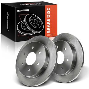 A-Premium 12.60 inch (320mm) Rear Drilled and Slotted Disc Brake Rotors Compatible with Select Nissan and Infiniti Models - Pathfinder/Armada 2004, Titan 2004-2015, Armada 2005-2015, QX56 2004-2010