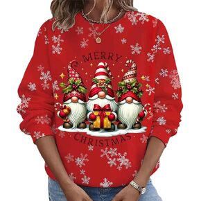 LLHXRUI Hanging With My Gnomies Sweatshirts Women Christmas Long Sleeve Pullover Shirts Funny Garden Gnome Graphic Tees Tops