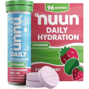 Nuun Hydration Vitamins Electrolyte Tablets, Blueberry Pomegranate, 5 Essential Electrolytes for Hydration + Vitamin A, B6, C, D, E, with Magnesium, Vegan, Non-GMO, 8 Pack (96 Servings)