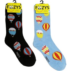 Foozys Women’s Crew Socks | Hot Air Balloons Outdoors Themed Novelty Socks | 2 Pairs Included in Two Colors