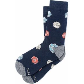 Women's Alynn Blue D20 Polyhedral Dice Dungeons D & D Game Novelty Crew Dress Socks