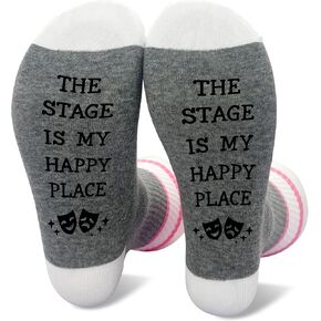 Funny Theater Socks For Women, The Stage Is My Happy Place Themed Socks, Novelty Gifts For Women Friends Theater Actor Theater Lovers, Theater Actors Socks, Creative Gifts For Birthday Christmas -48