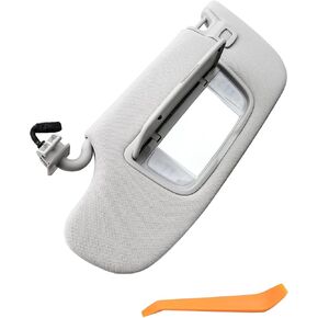 Driver Side Sun Visor Fit for Ford Fusion 2013-2020, Front Left Sun Protection Shade Makeup Mirror Vanity Light Gray Replace DS7Z-5404105-DB