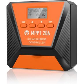 60A MPPT Solar Charge Controller 12V/ 24V Solar Panel Charge Controller Intelligent Regulator for FLD/LiFePO4/SLD/GEL/AGM with Dual USB Port Auto Parameter LCD Display and Timer Setting ON/Off Hours