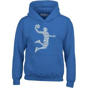 shop4ever Basketball Player Dunk Silhouette Word Cloud Hoodie Sweatshirts