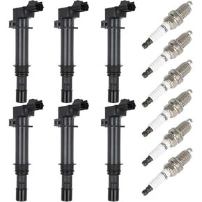 OCPTY 6 ignition coils wilth 6 iridium Spark Plugs, Fit for Mitsubishi Raider 4.7L 2006-2007,for Raider 3.7L 2006-2009,for Jeep Liberty 3.7L 2002-2008,for Cherokee 5.7L 2007 UF399 UF297 UF270 v6 4504