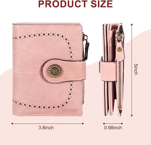 BESSEEK Womens Small Wallet Bifold Card Holder RFID Blocking Leather Wallets with Zipper Coin Pocket in Saudi Arabia