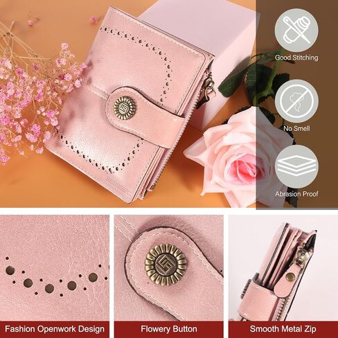 BESSEEK Womens Small Wallet Bifold Card Holder RFID Blocking Leather Wallets with Zipper Coin Pocket in Saudi Arabia