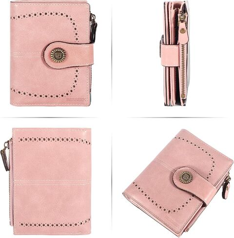 BESSEEK Womens Small Wallet Bifold Card Holder RFID Blocking Leather Wallets with Zipper Coin Pocket in Saudi Arabia