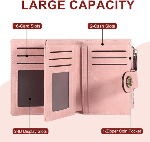 BESSEEK Womens Small Wallet Bifold Card Holder RFID Blocking Leather Wallets with Zipper Coin Pocket in Saudi Arabia