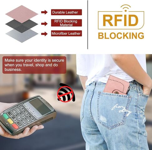 BESSEEK Womens Small Wallet Bifold Card Holder RFID Blocking Leather Wallets with Zipper Coin Pocket in Saudi Arabia