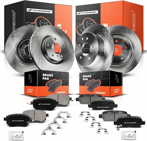 A-Premium Front and Rear Drilled and Slotted Disc Brake Rotors + Ceramic Pads Kit Compatible with Select Nissan Models - Altima 2006, Maxima 2004-2008, 12-PC Set in Saudi Arabia