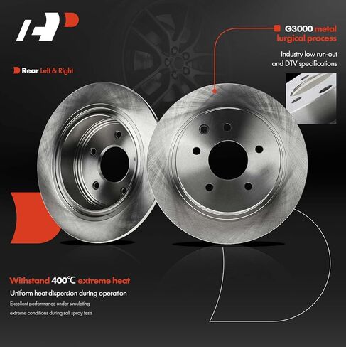 A-Premium Front and Rear Drilled and Slotted Disc Brake Rotors + Ceramic Pads Kit Compatible with Select Nissan Models - Altima 2006, Maxima 2004-2008, 12-PC Set in Saudi Arabia