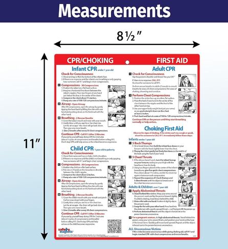 Safety Magnets by ZOCO - CPR & Choking Fridge Magnet - Updated CPR & Choking Guidelines - Heimlich Maneuver Laminated Card 8.5x11 for Infants Children & Adults in Saudi Arabia