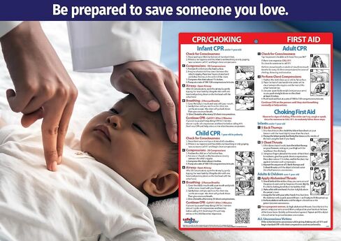 Safety Magnets by ZOCO - CPR & Choking Fridge Magnet - Updated CPR & Choking Guidelines - Heimlich Maneuver Laminated Card 8.5x11 for Infants Children & Adults in Saudi Arabia
