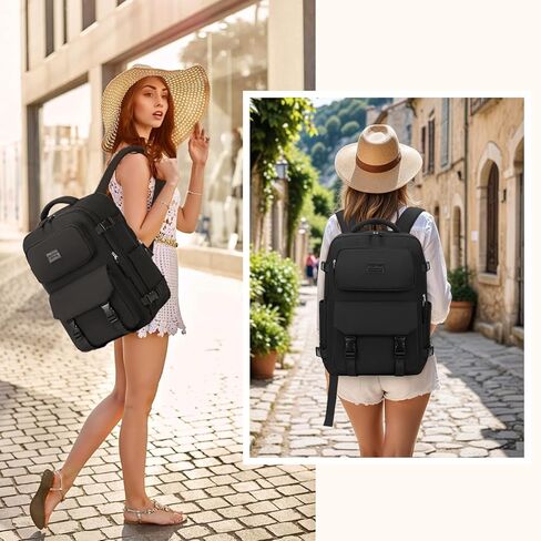 MOONBABY Travel Backpack Carry on Flight Approved for Women Fits 17 inch Laptop Large College Bookbag Personal Item Travel Bag with Makeup Bag and Shoe Bag, Beige in Kuwait