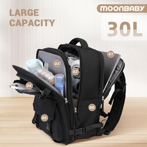 MOONBABY Travel Backpack Carry on Flight Approved for Women Fits 17 inch Laptop Large College Bookbag Personal Item Travel Bag with Makeup Bag and Shoe Bag, Beige in Kuwait