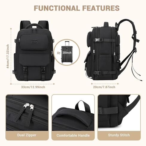 MOONBABY Travel Backpack Carry on Flight Approved for Women Fits 17 inch Laptop Large College Bookbag Personal Item Travel Bag with Makeup Bag and Shoe Bag, Beige in Kuwait