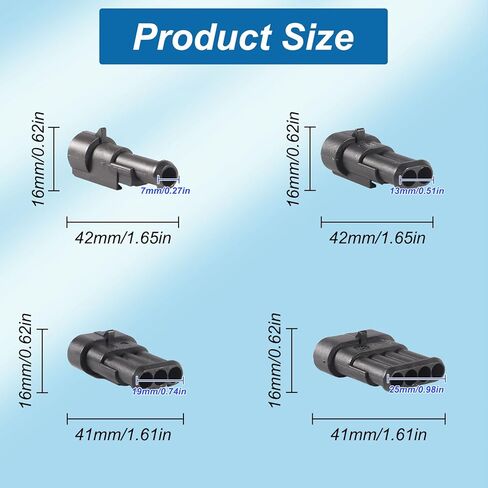 DIANN مقاوم للماء محطات موصل كهربائي للسيارة 352 قطعة مجموعة توصيل أسلاك كهربائية للسيارات 1/2/3/4 دبوس موصلات ذكر وأنثى in Kuwait