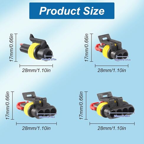DIANN مقاوم للماء محطات موصل كهربائي للسيارة 352 قطعة مجموعة توصيل أسلاك كهربائية للسيارات 1/2/3/4 دبوس موصلات ذكر وأنثى in Kuwait