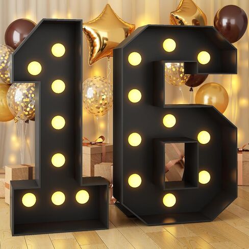 4FT Marquee Light up Numbers 80 Large Black Marquee Numbers for 80th Birthday Decorations Mosaic Numbers Frame Giant Cardboard Numbers with Light Bulbs Pre-Cut Cut-Out Foam Board DIY Anniversary Decor in Saudi Arabia