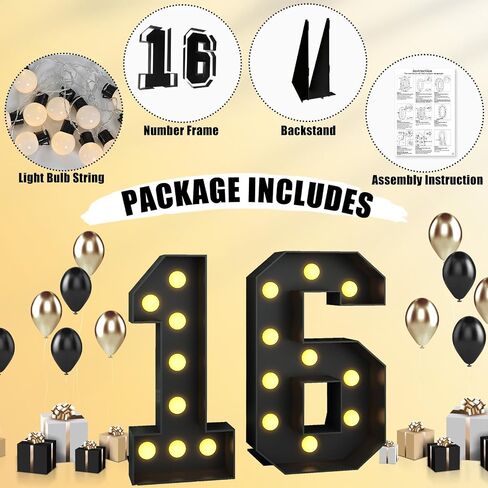 4FT Marquee Light up Numbers 80 Large Black Marquee Numbers for 80th Birthday Decorations Mosaic Numbers Frame Giant Cardboard Numbers with Light Bulbs Pre-Cut Cut-Out Foam Board DIY Anniversary Decor in Saudi Arabia