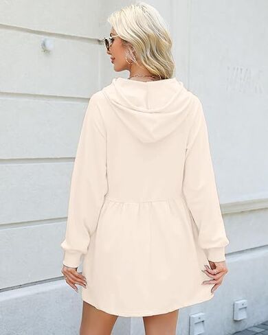 فستان MYHALF كاجوال بقلنسوة للنساء فستان سويت شيرت مطرز ماما للخريف بأكمام طويلة فستان بلوفر عصري مع جيوب in Kuwait