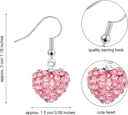 Hicarer 6 Pairs Valentines Day Earrings Heart Earrings for Women Rhinestone Dangle Earring for Women Valentines Gifts in Saudi Arabia
