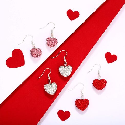 Hicarer 6 Pairs Valentines Day Earrings Heart Earrings for Women Rhinestone Dangle Earring for Women Valentines Gifts in Saudi Arabia