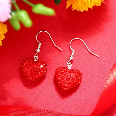Hicarer 6 Pairs Valentines Day Earrings Heart Earrings for Women Rhinestone Dangle Earring for Women Valentines Gifts in Saudi Arabia